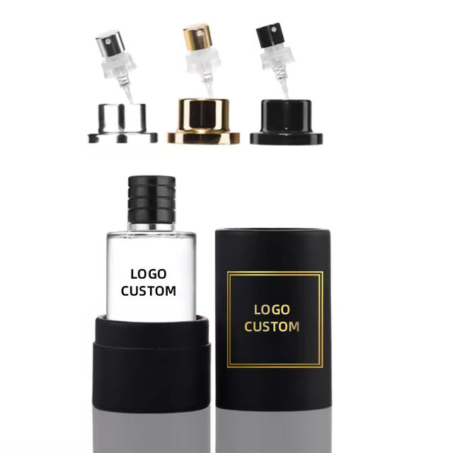 Wholesale 30ml 100ml Empty Clear Glass Perfume Bottles with Spray Pump & Lid, Custom LOGO Screen Printing for Fragrance Brands