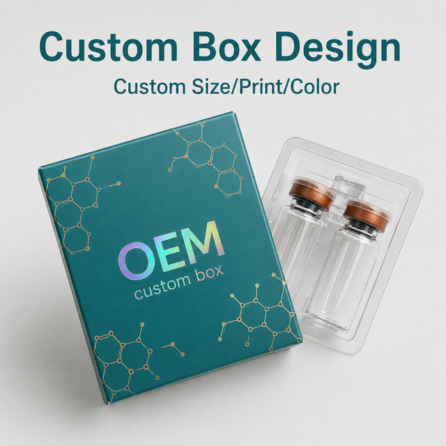 Custom Holographic Printed Recycled Materials Kraft Corrugated Rigid Gift Box Luxury Cosmetic Blister Insert Ampoule Serum Vial