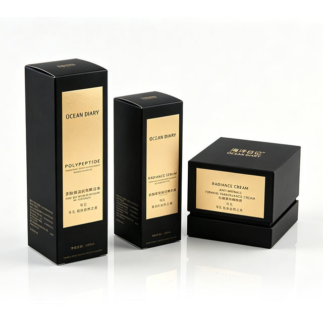 Custom Logo Luxury Foldable Paper Box Matte Lamination Gold Foil Stamping for High End Cosmetic Skincare Set Packaging