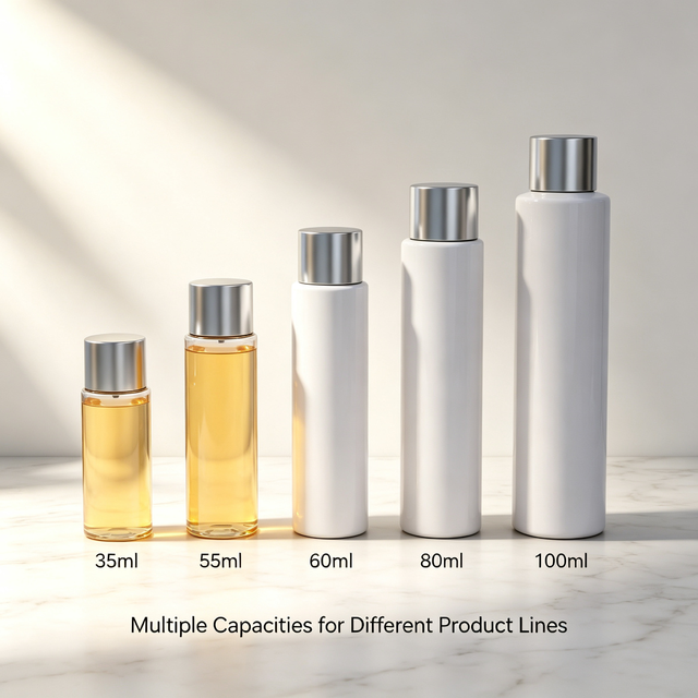 Custom 35ml 55ml 60ml 80ml 100ml PET Screw Cap UV Printed Bottle for Skin Care Serum & Face Cream Packaging