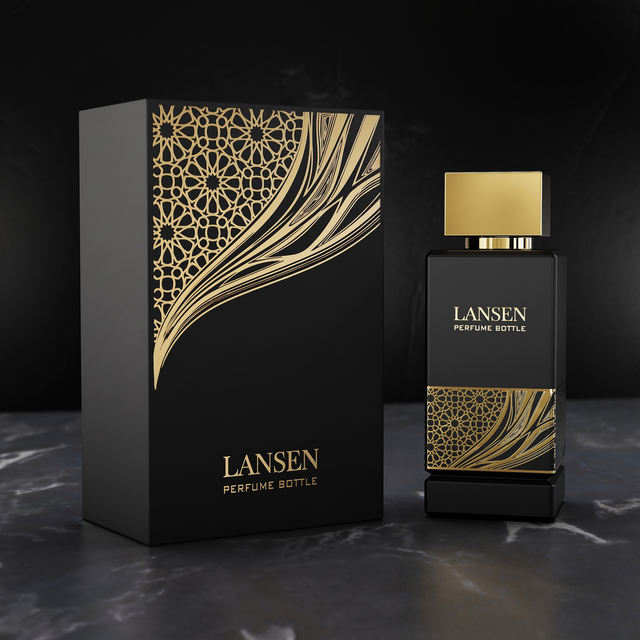 Luxury 100ml Empty Glass Perfume Bottle with Cap Custom Rectangle Frosted Gold Black Cologne Spray Bottles with Box