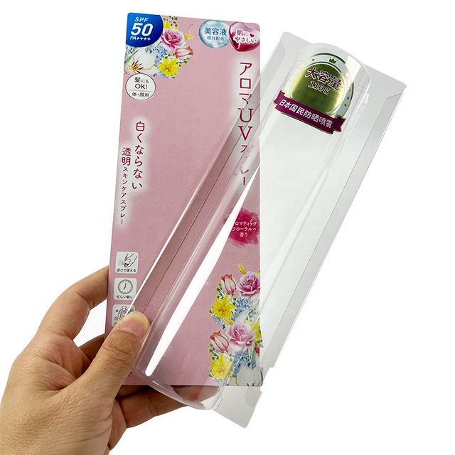 Factory OEM PVC Plastic Packaging Boxes Pad Printed Sunscreen Cream Blister Card Folder Paper Box Customized Color Size Cosmetic