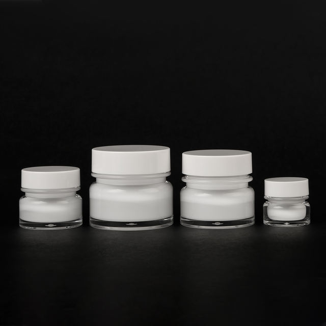 Customized Luxury Cosmetic Empty Plastic Bottle Round Acrylic Jar Skincare Packaging Set 15g 30g 50g Pump Sizes 15ml 30ml 50ml