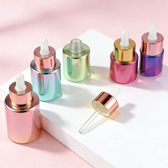 15ml 20ml 30l 40ml 50ml Luxury Amber Round Shape Face Serum Packaging Oiil Glass Dropper Bottle for Essential Oil