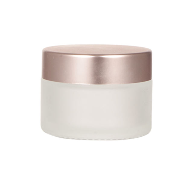 Yi Xin 30g Frosted Face Cosmetic Cream Cylinder Glass Jar with Rose Gold Screw Closure for Skin Care Eye Cream