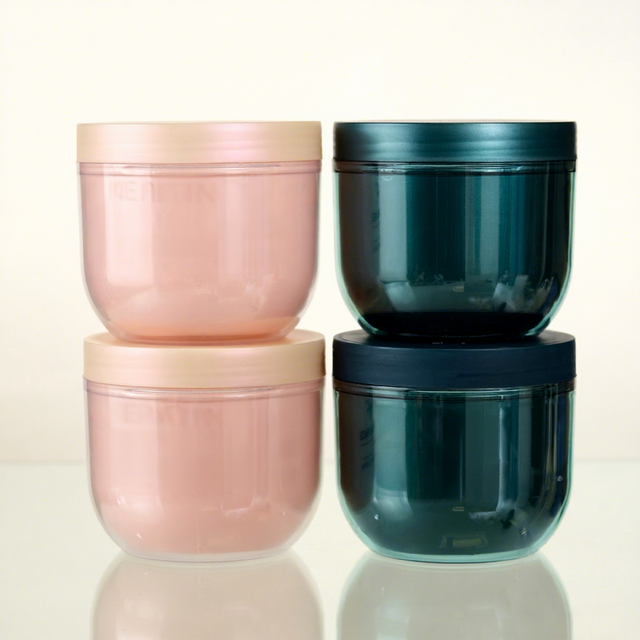 Custom Logo Cosmetic Container 500ml Double Inner Liner Bowl Shaped Plastic Cream Jar for Hair Mask Body Scrub Clay Mud Mask