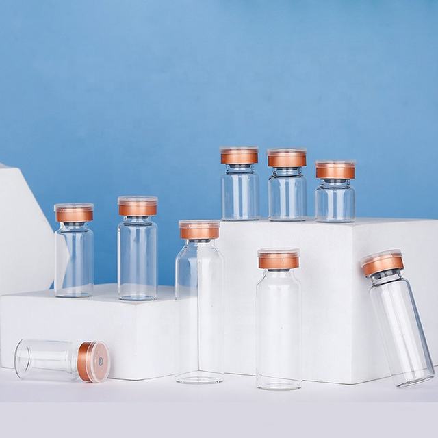 Hot Sale Mini Borosilicate Glass Vials Empty Serum Ampoule Bottles 5ml/10ml/20ml Silver 20mm Aluminium Lids Skin Care Serum