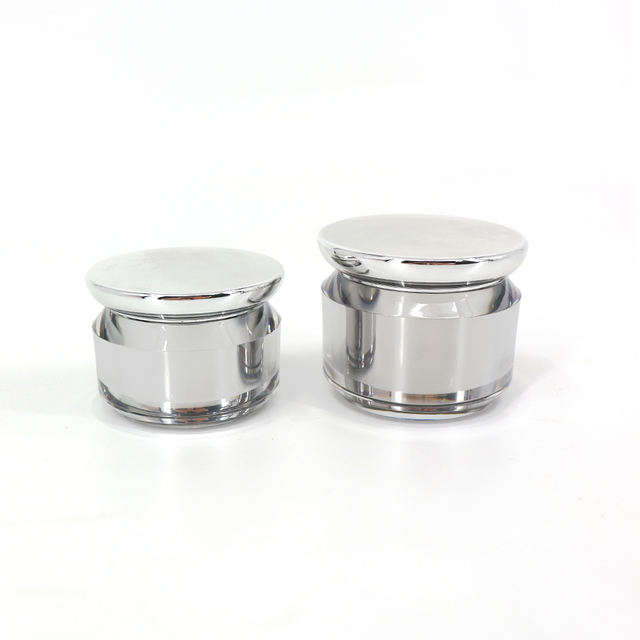 Luxury Private Label Silver Empty 15g 30g 40g 50g Round Acrylic Plastic Electroplated Cosmetic Eye Face Cream Jar Container