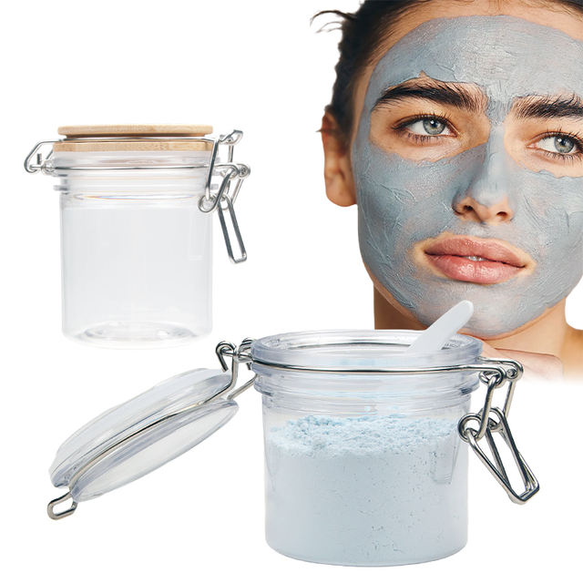 Airtight 200ML 7oz Clear Clay Mask Powder Swing Top Bale Plastic Jars for Multi-purpose Beauty Care