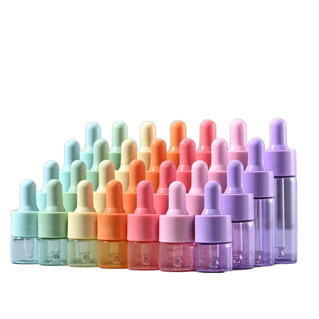 Cosmetic 5ml to 20ml White Pink Blue Purple Empty Cylinder Shape with Screw Cap Glass Dropper Bottle for Skin Care Serum