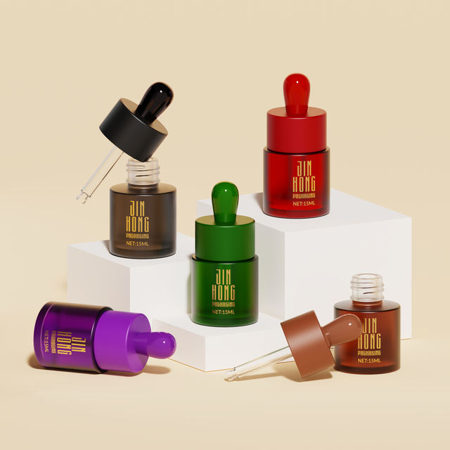 Premium 15ml Custom Glass Dropper Bottle with Metal Cap for Facial Serum Essential Oil Packaging