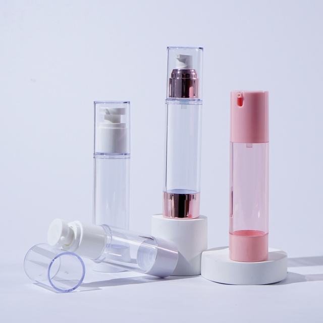 Luxury Airless Pump Skincare Packaging 15ml 30ml 50ml Clear Plastic Lotion and Cosmetic Tablets Bottle with Vacuum Pressure