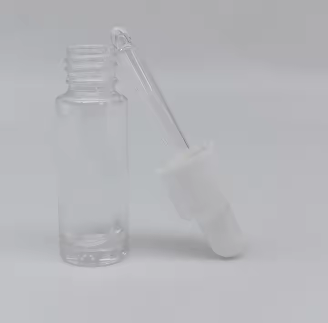 Special Shape Clear Amber Glass Dropper Bottle with Pipette Essential Oil Perfumer Screen Printing Cap Brush Screw Cap Sealing