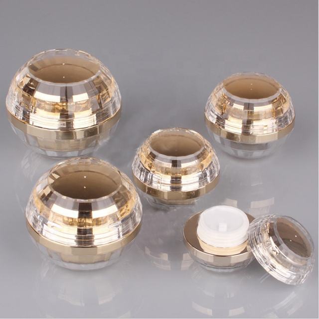 Refillable Empty 5ml 10ml 15ml 30ml 50ml Luxury Ball-shaped Plastic Acrylic Cosmetic Cream Container Jar(stock)