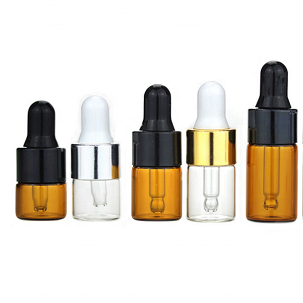 1ml 2ml 3ml 5ml 10ml Mini clear Amber Glass Dropper Bottle Essential Oil Perfume Small Sample Glass Vial