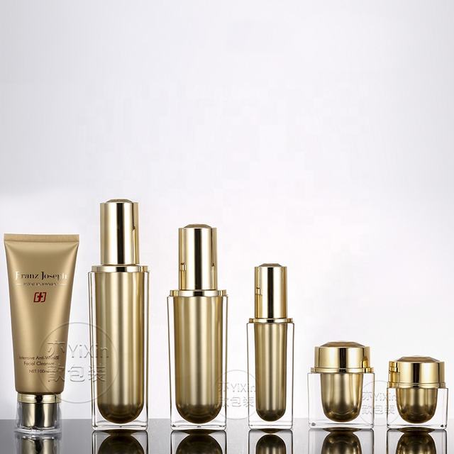High-End Customized Cosmetic Packaging Square Shape Double Wall Acrylic Plastic Bottle for Eye Cream Essence Emulsion Square Jar