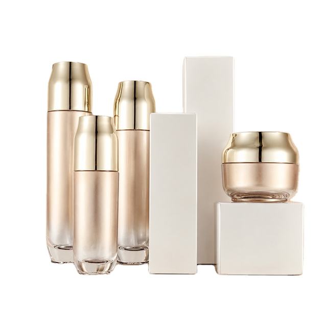 Custom Luxury Frosted Glass Cream Jar with Gold Lid Empty Cosmetic Packaging Container for Skincare Face Cream