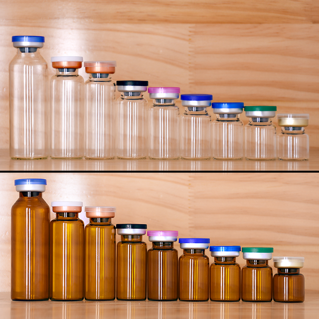 High Quality 3ml 5ml 10ml 20ml 30ml Amber clear Medical Ampoule Packaging Material Brown Glass Vial With Rubber Cap