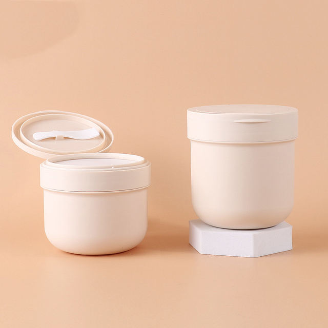 Empty 89mm Wide Mouth Plastic Jar Cosmetic PP Pot with Internal Spatula Slot for Clay