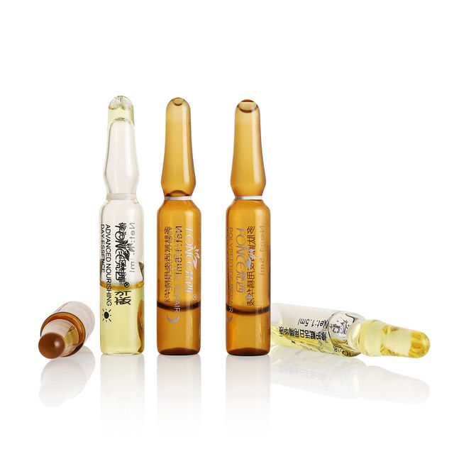 Organic Cosmetics Face Repairing Serum Glass Ampoule Private Label Screen Printed in Cylinder-Shaped Pharmaceutical Empty Vial