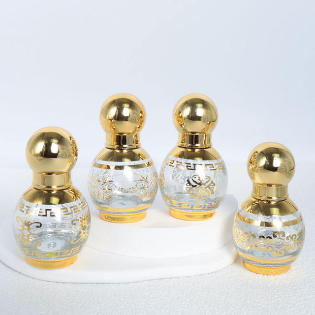 Designer Perfume Attar Bottle 12ml Luxury Glass Essential Oil Bottle Customized Logo Screw Cap with Roller or Stick