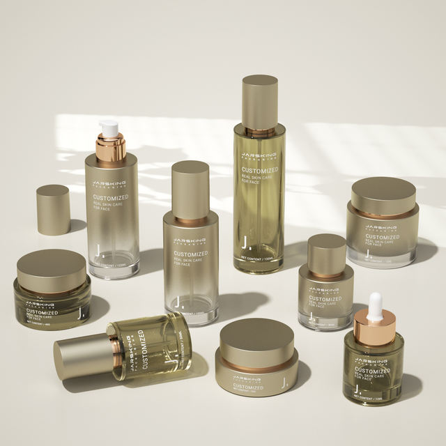 Clean Beauty Premium Skincare Containers Round Packaging Jars and Bottles Glass Cosmetic Toner Pump Bottle Customizable