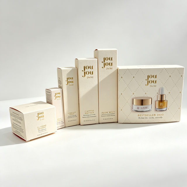 Custom Logo Luxury Skincare Paper Box with Gold Foil Stamping for Facial Cream and Serum Cosmetic Retail Packaging