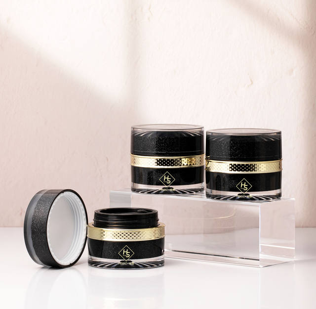 Luxury 30g Pearlescent Black Gold PMMA Acrylic Skin Care Face Cream Essence Packaging Container Empty Plastic Jar