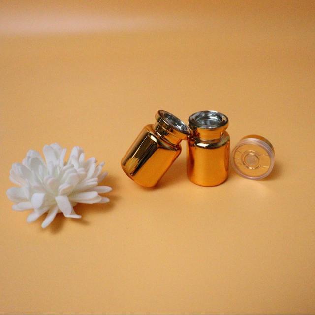 Stock 5ml Gold-Plated Silver Vials Ampoules Medical Beauty Growth Liquid Glass Bottles Bayonet Solution Screen Printed