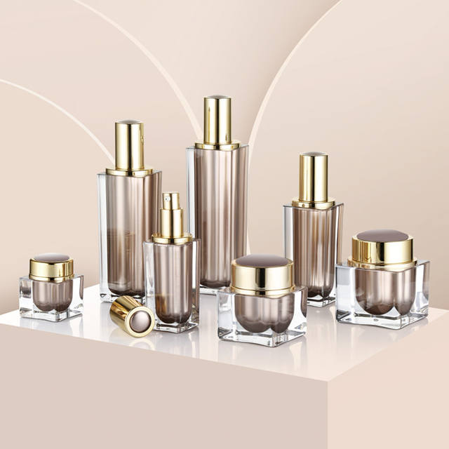 HOT Cosmetics Acrylic Jar Luxury Airless Bottle Rose Gold Skin Care Packaging Screen Printing PMMA Logo Customized PUMP Sprayer