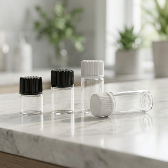 Large Stock Empty Essential Oil Glass Vials High Quality 1ml 2ml 3ml 5ml Portable Perfume Bottle With Screw Cap