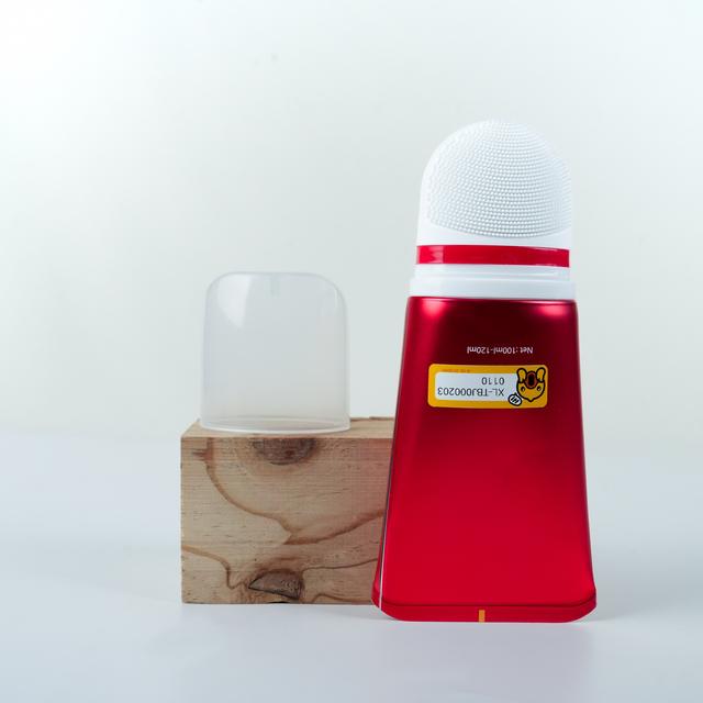 Low MOQ Red Empty Cosmetic Facial Cleanser Cream Soft Brush Massage Tube Packaging Cosmetic Tube Container