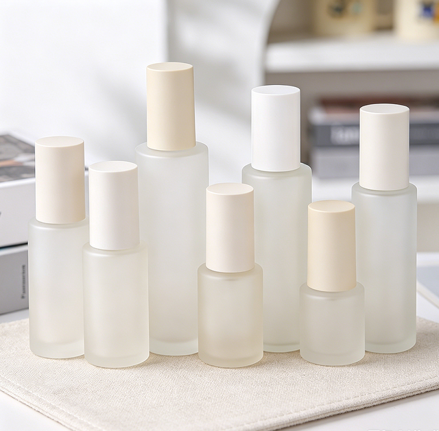 Flat Shoulder Frosted Glass Spray Bottle 30ml 50ml Cosmetic Toner Perfume Bottle Custom Logo Fine Mist Pump Skincare Packaging