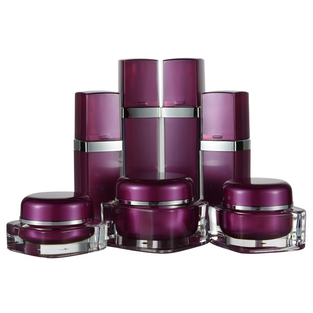 Wholesale Factory Luxury Cosmetic PMMA Plastic Spray Pump Acrylic Empty Container Lotion Cream Jar Packaging Bottles Sets