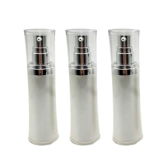 15ml 30ml 60ml Acrylic Essential Oil & Lotion Bottles Pearl White Color Customized Screen Printing Empty Packaging Lotion Pump