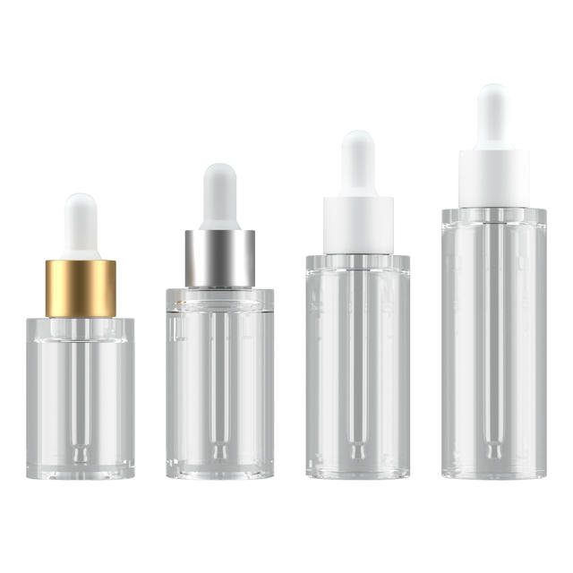 Luxury 20/30/40/50ml Thick Wall High-transmittance Plastic Dropper Bottle Custom Skin Care Essential Oil Essence Clear Bottle