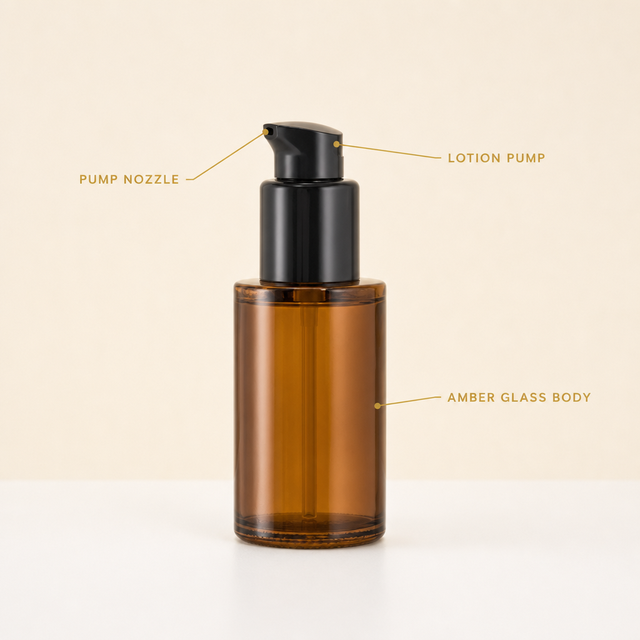 Customized logo 30ml 50ml 100ml Skin Care Serum Brown Amber Glass Bottle with Pump Cap for Face Hand Sanitizer