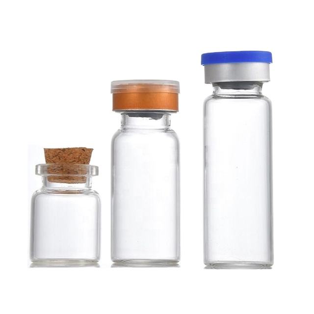 5ml 10ml Clear Cosmetic Ampoule Schering Vial Sterile Medical Glass Bottle with Rubber Stopper for Freeze-Dried Powder Injection