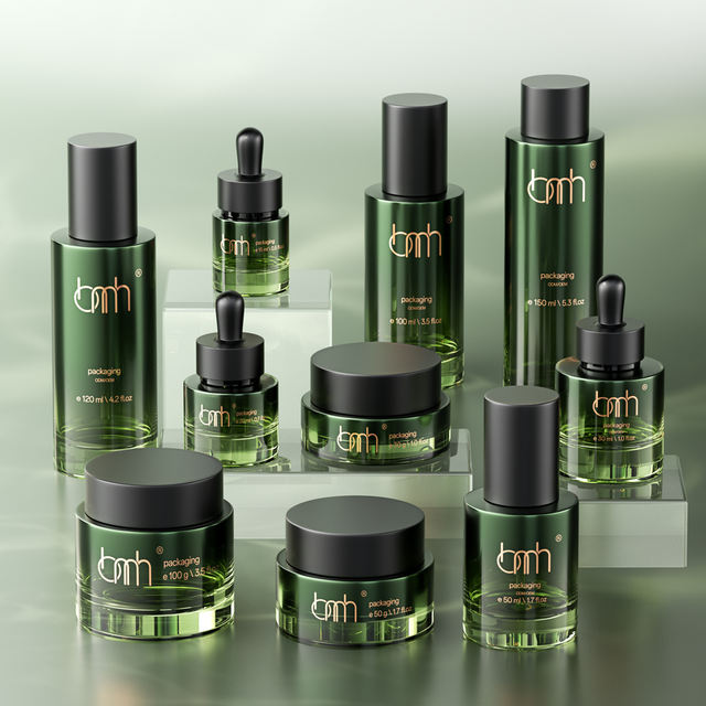 Hot Sale Cosmetic Packaging Set Custom Printed Empty Face Cream Jar Skincare Glass Lotion Bottle With Pump