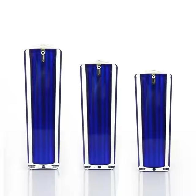 Luxury Dark Blue Acrylic Lotion Bottle Set 15ml/30ml/50ml/100ml Acrylic Thick Bottom Square Essence Lotion Bottle