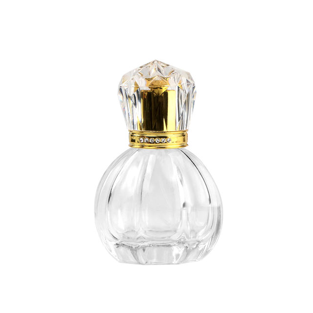 Custom Crystal Glass Perfume Spray Bottle with Decorative Cap for Fragrance Essential Oil Cosmetic Liquid Packaging
