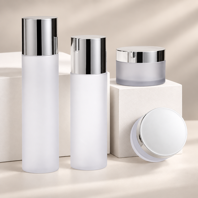 Wholesale 100ml 120ml 150ml 200ml 250ml Frosted PET Cosmetic Bottle with Silver Cap for Toner Lotion Skincare Packaging