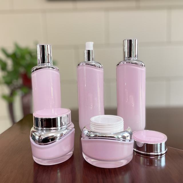 Luxury Pearl Pink Acrylic Cosmetic Packaging Bottles Jars 30g 50g Women's Skincare Plastic Pump Seal Type 80ml 120ml Capacity