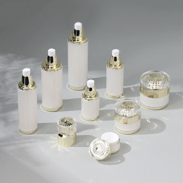 Luxury Cosmetic Packaging Cylinder PMMA Plastic Lotion Emulsion Bottle & Cream Jar for Face Cream & Essential Oil