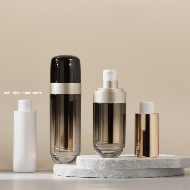 Luxury 30ml 50ml Airless Pump Bottle Plastic Refillable Serum and Cosmetic Lotion Bottle for Skin Care