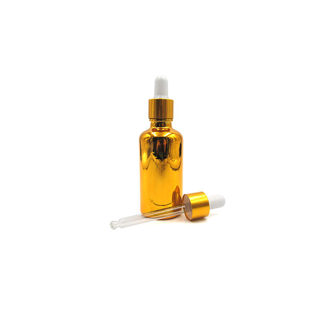 Custom Color 15ml 30ml Dropper Electroplate Glass Pipette Dropper Bottle with Electrochemical Aluminum Cap for Essential Oil