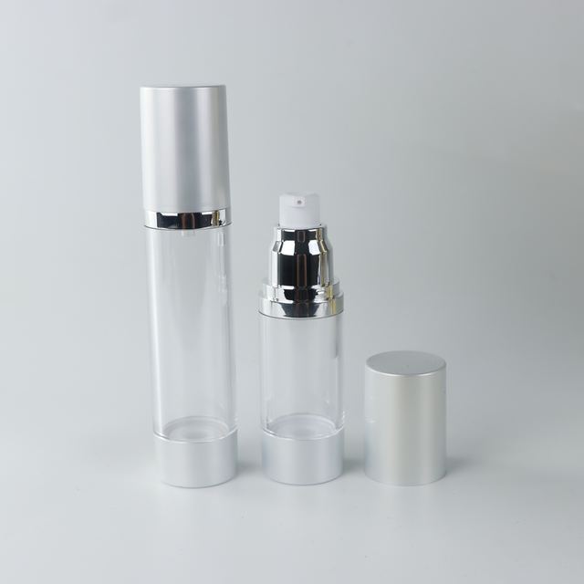 30ml 50ml 100ml UV Electroplating Process As Plastic Round Airless Pump Bottle for Skin Care Serum Lotion Cosmetic