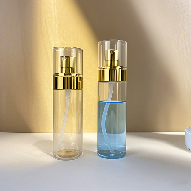 Empty Eco Friendly 100ml 120ml 150ml Cosmetic White Transparent Plastic PET Toner Fine Mist Pump Spray Bottle Gold Silver Head