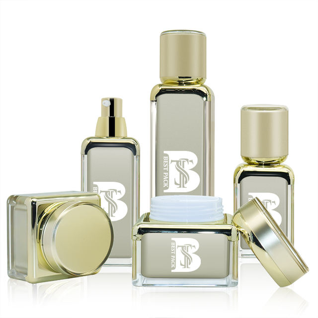 Custom Color 30g 50g 30ml 80ml 120ml Square Hair Care Packaging Acrylic Face Cream Bottle and Jars Travel Set