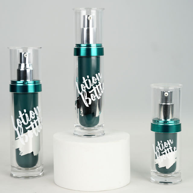 Wholesale Lotion Pump Bottles for Skin Care 30ml 50ml 80ml Plastic Acrylic for Clear Green Double-Wall Essence Bottle